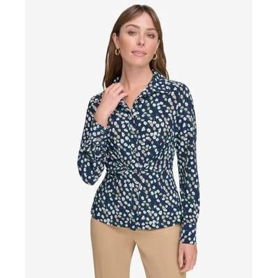 Tommy Hilfiger Women&#39;s Floral Button Down Shirt - Navy Multi - Size S