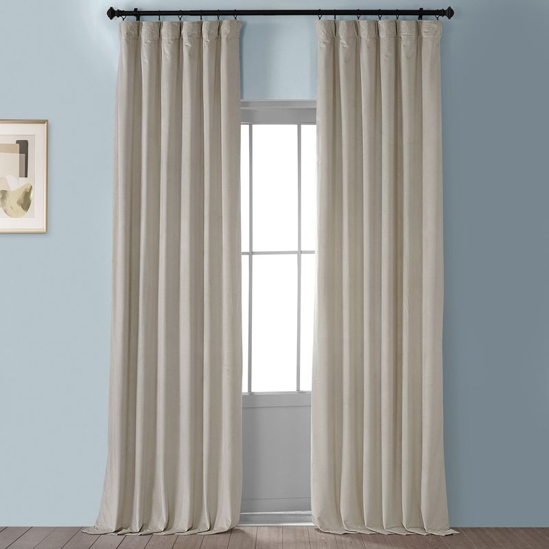HPD Half Price Drapes Light Beige Heritage Plush Velvet Room Darkening Curtains for Bedroom &amp; Living Room Curtains (1 Panel), Window Curtains 108 inches long, Rod Pocket Curtains &amp; Drapes, 50W X 108L