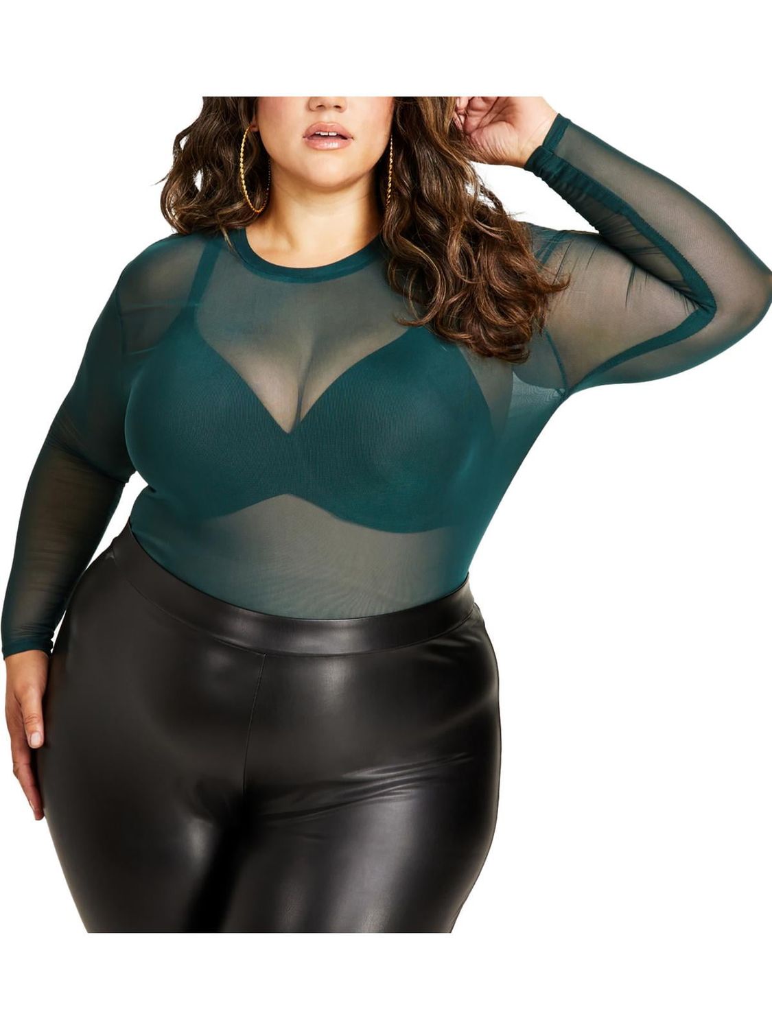 Parker Womens Plus Crewneck Sheer Pullover Top