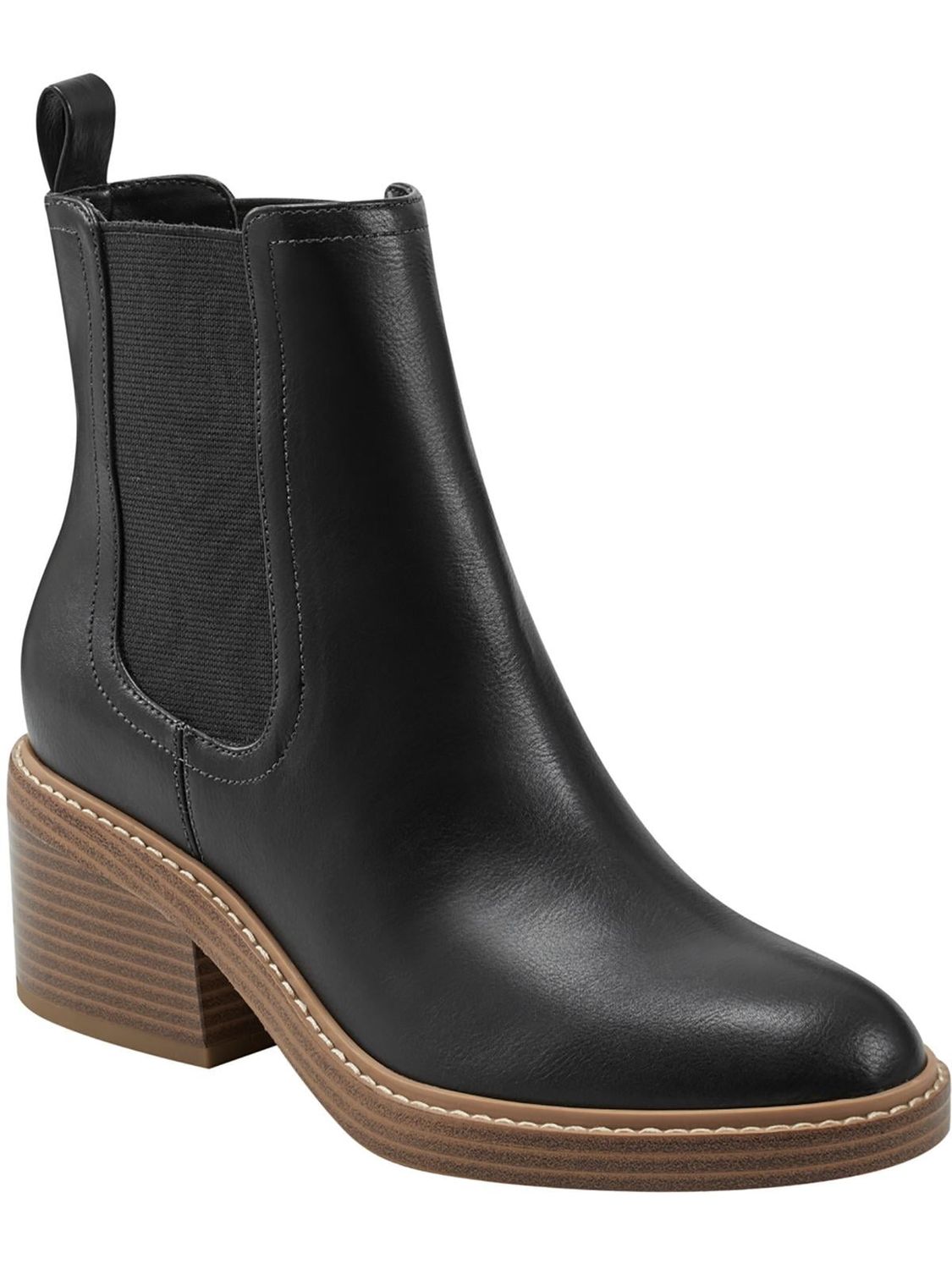 Marc Fisher Womens Modesty Faux Leather Stack Heel Ankle Bootsv