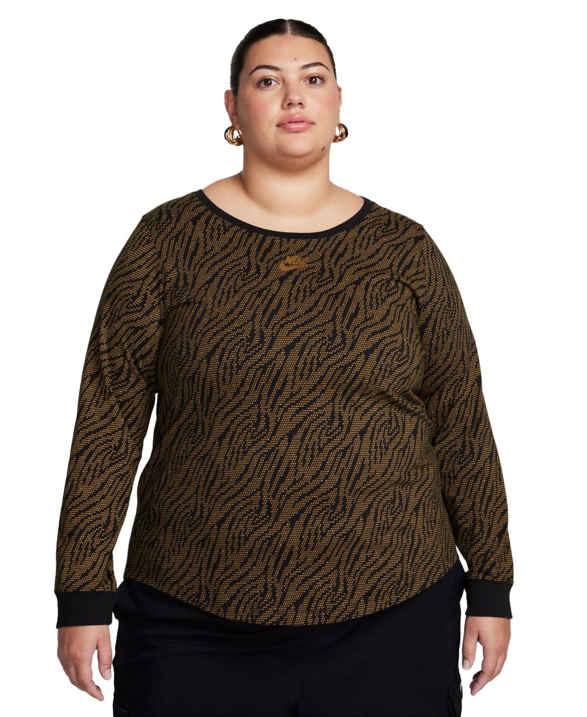 Nike Plus Size Sportswear Essentials Long-Sleeve Top - Black