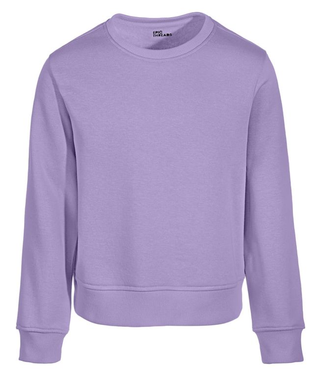 Epic Threads Toddler &amp; Little Girls Fleece Crewneck Sweatshirt, - Purple Roses