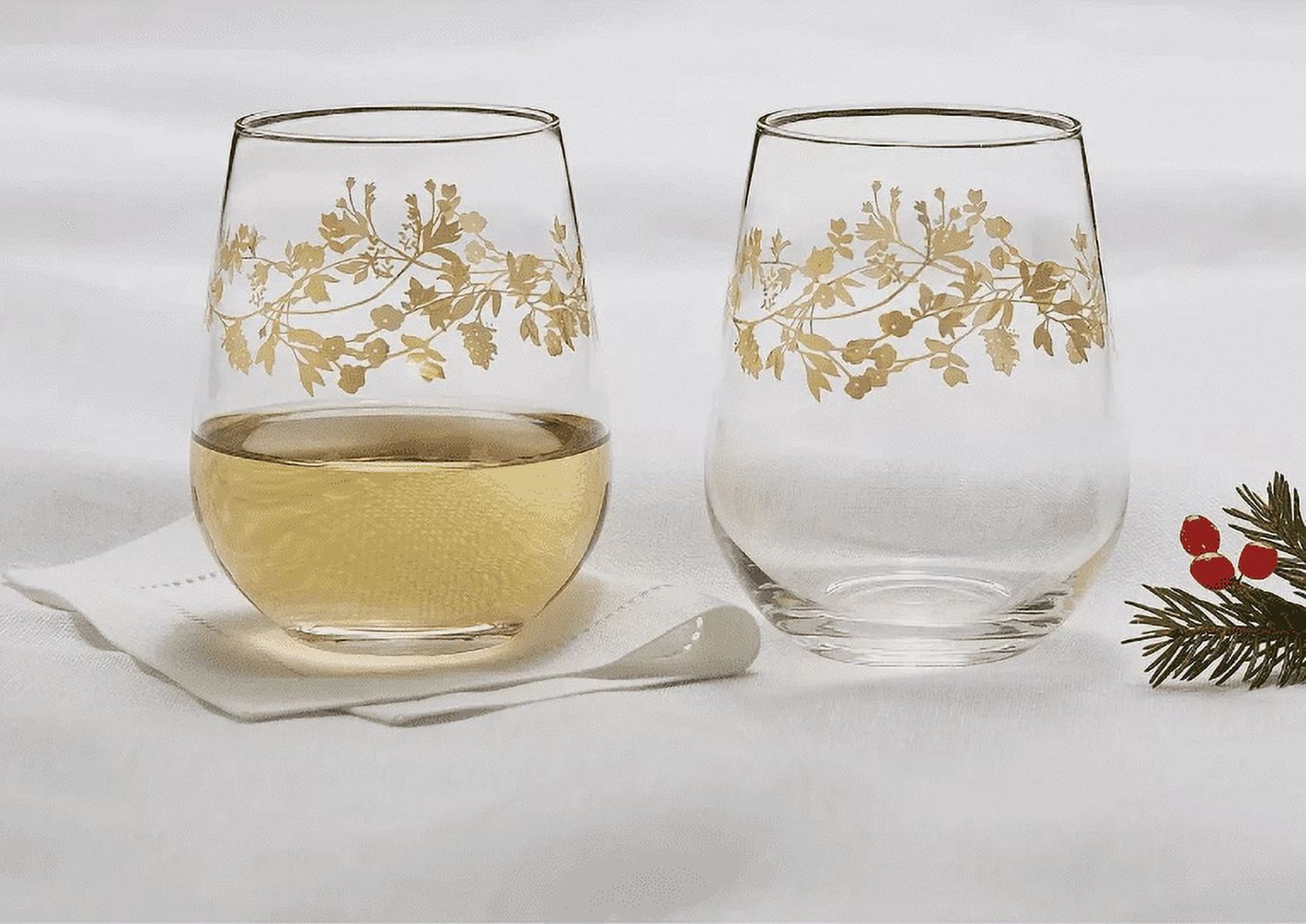 Charter Club Gilded Stemless Wine Glass, Set of 2