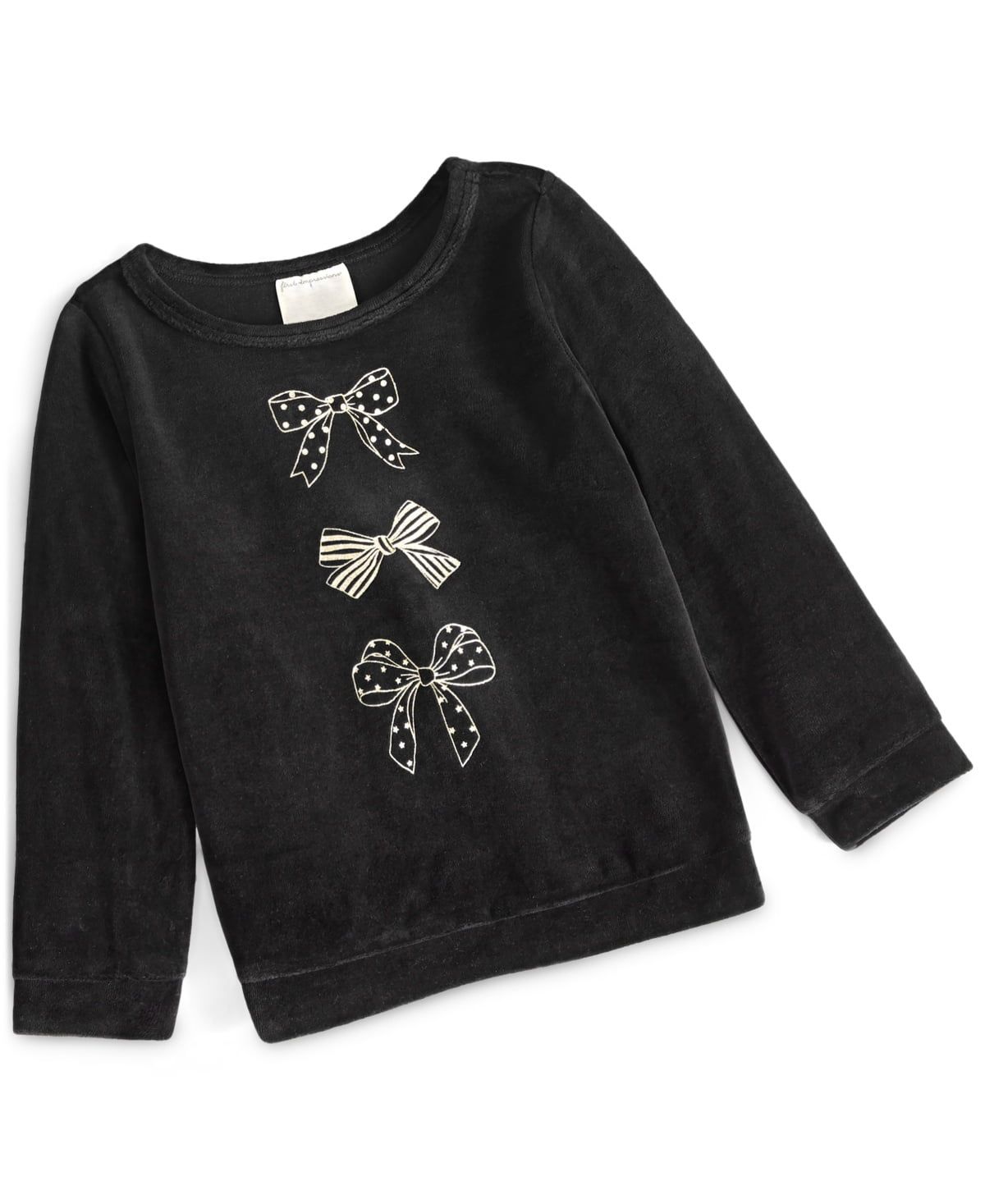 First Impressions Baby Girls Bow Velour Top, - Deep Black
