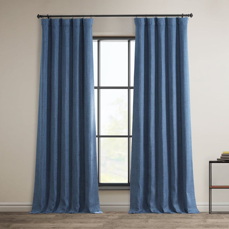 Denim Solid Rod Pocket Room Darkening Curtain - 50 in. W X 96 in. L (1 Panel)