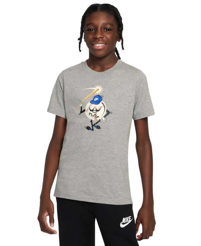 Nike Boys&#39; NSW Baseball T-Shirt Dk Grey Heather, Small - Boy&#39;s Athletic Tops at