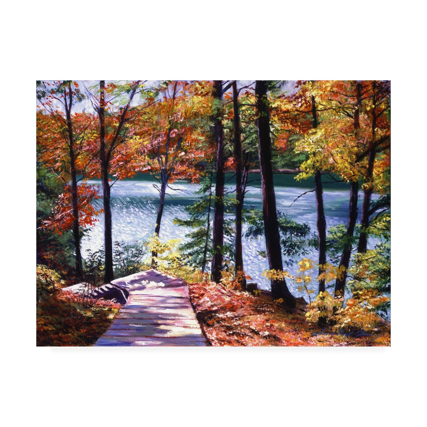 Trademark Fine Art &#39;Autumn Boardwalk&#39; Canvas Art by David Lloyd Glover