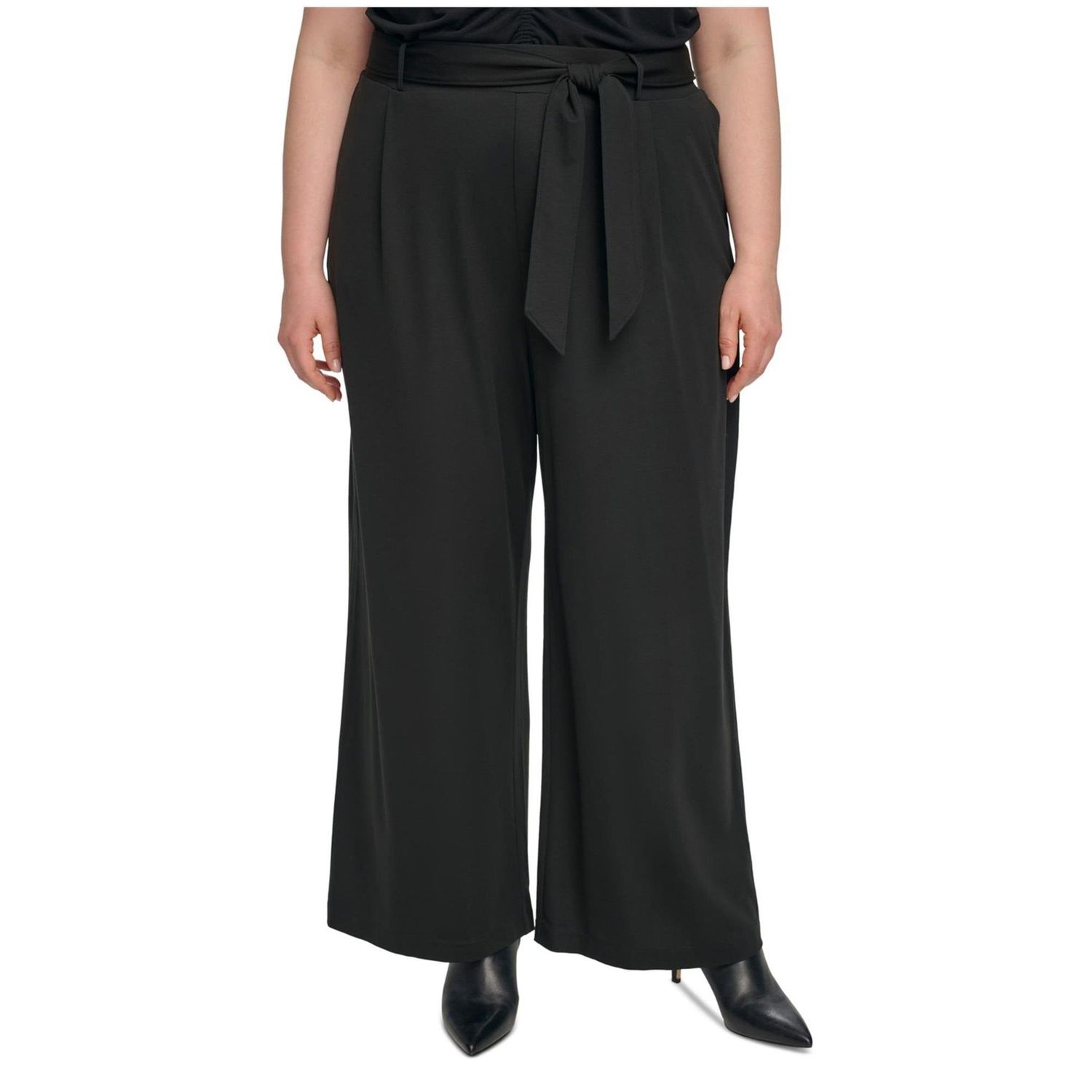 Calvin Klein Womens High-Rise Casual Trouser Pants, Black, Plus Size, 1X