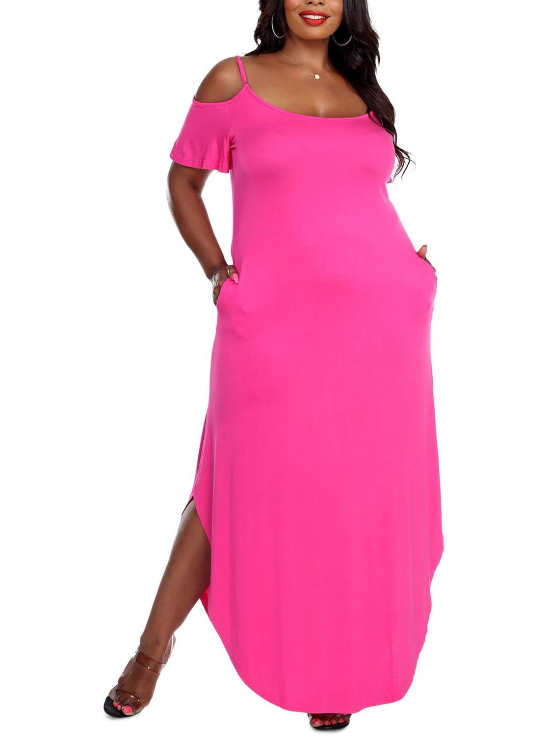 White Mark Plus Size Lexi Maxi Dress - Pink - 1X