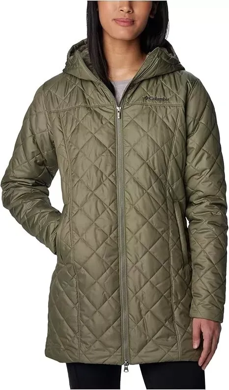 Columbia Women&#39;s Copper Crest Hooded Fleece-Lined Mid-Length Coat, Stone Green,S