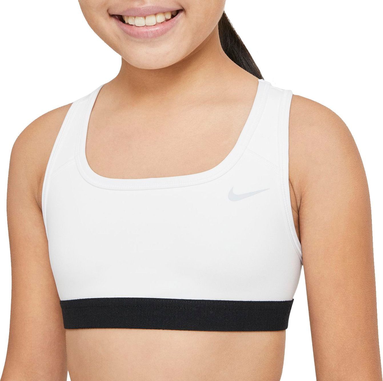 Nike Girl&#39;s Pro Sports Bra (White/White/Black, S)