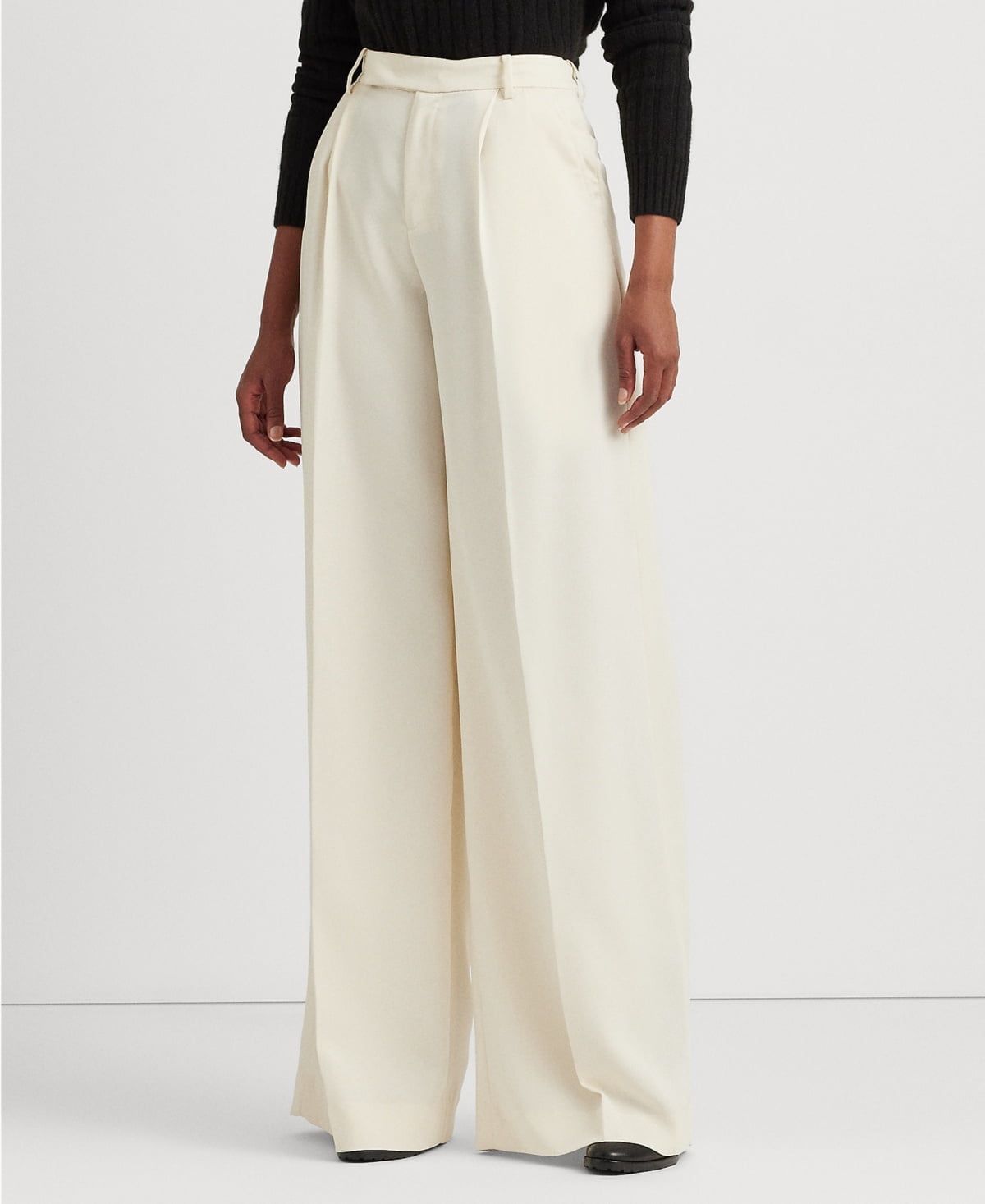 Lauren Ralph Lauren Women&#39;s Pleated Satin Crepe Wide-Leg Pants - Mascarpone