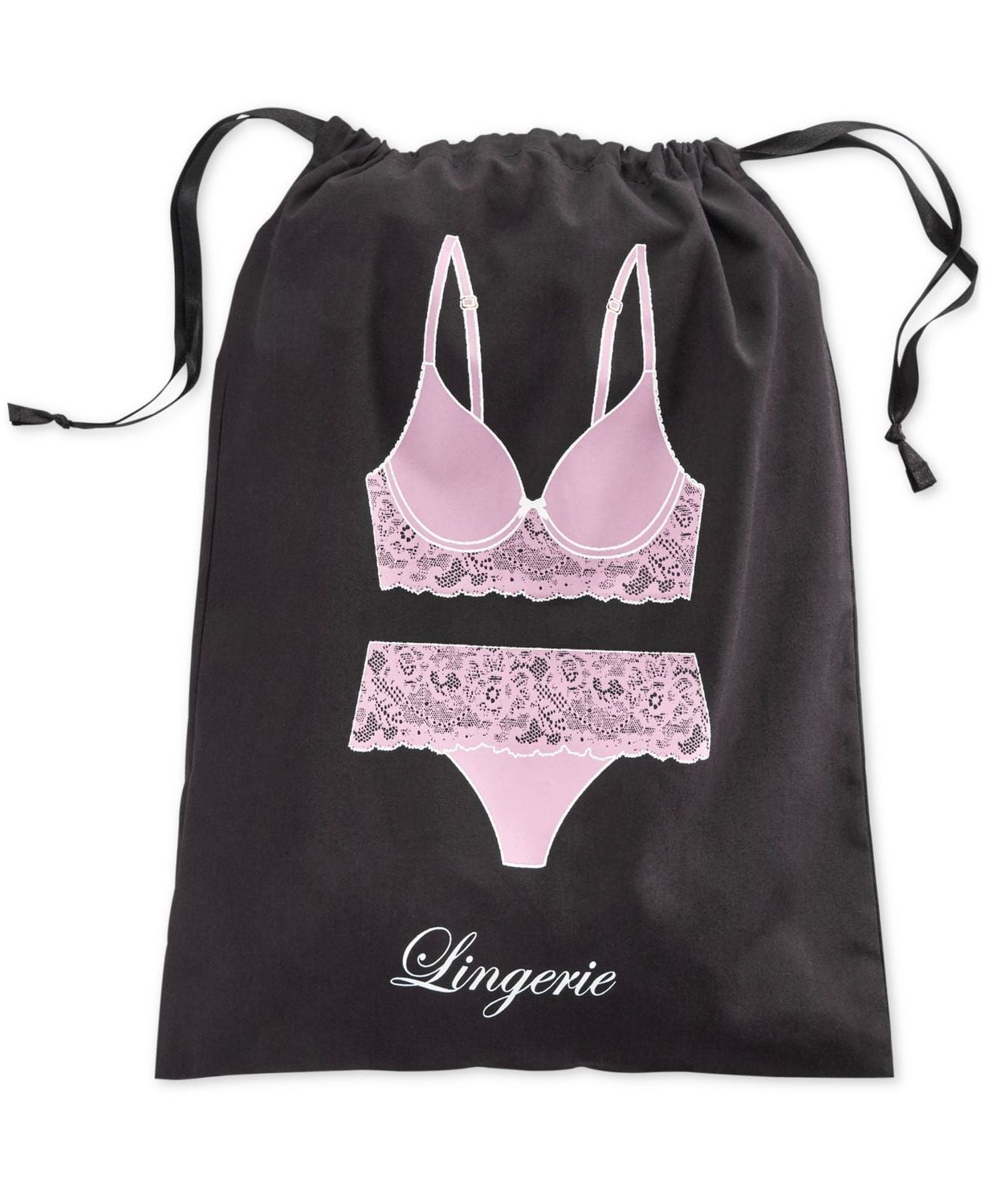 INC International Concepts Lingerie Bag (Black/Pink, Regular)