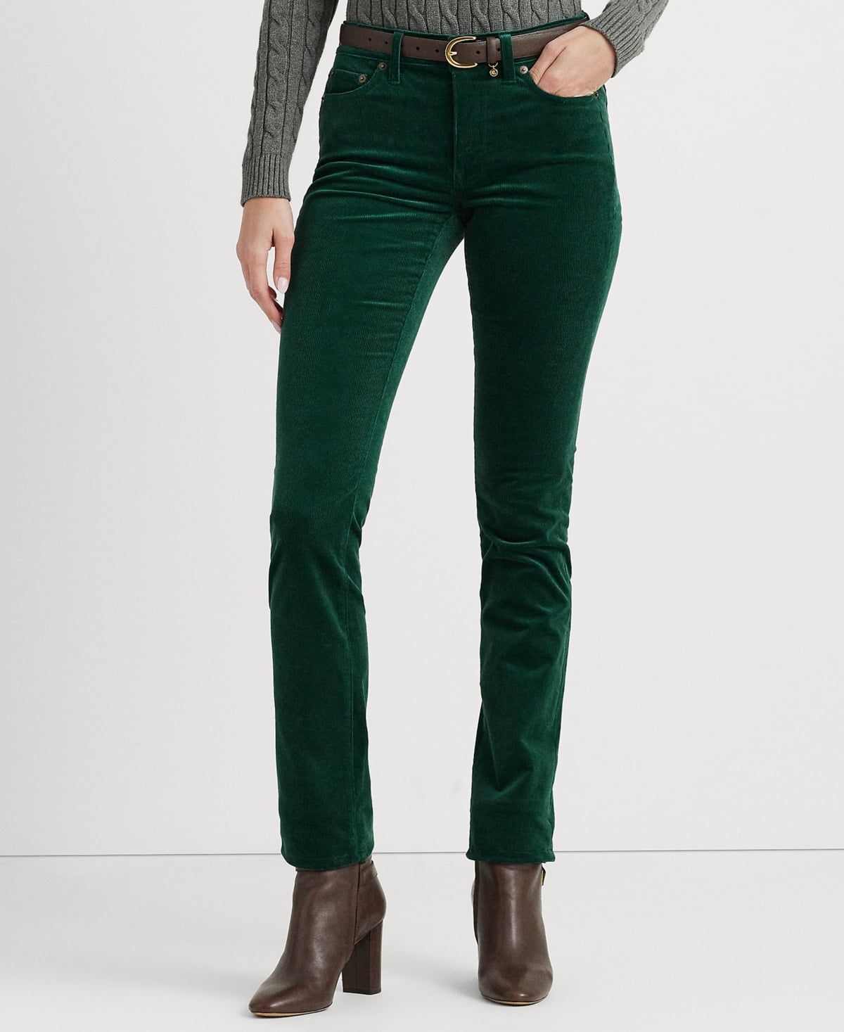 Lauren Ralph Lauren Stretch Corduroy Mid-Rise Stra Season Green 4