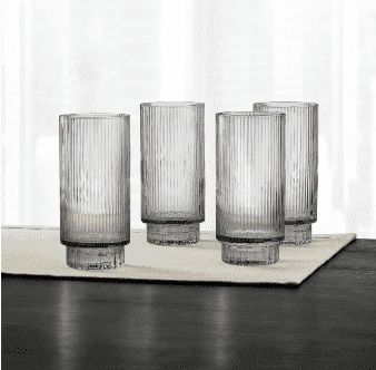 Hotel Collection Smoked Fluted Highball Glasses, Set of 4, Created for Macy&#39;s - Smoked Grey