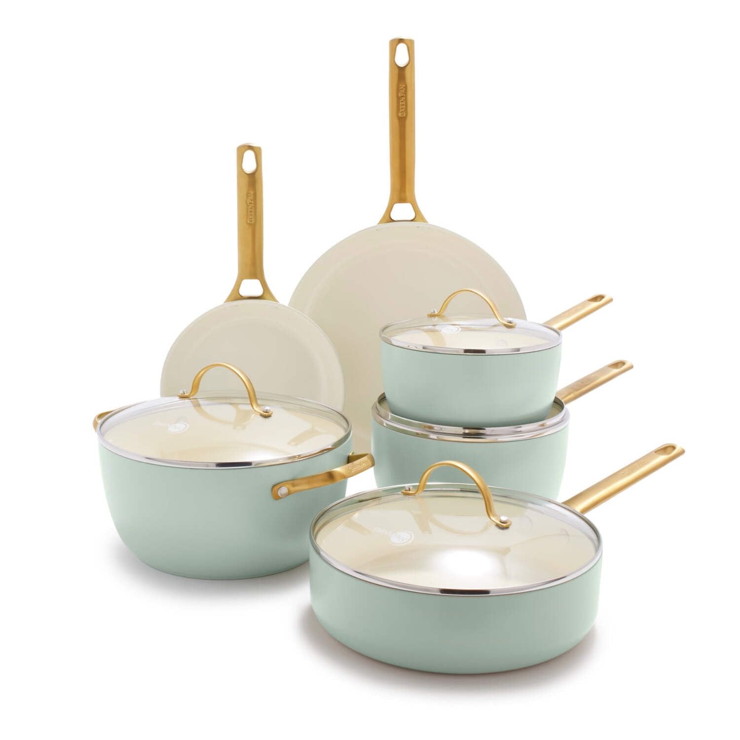 Reserve 10-Piece Hard Anodized Aluminum Ceramic Nonstick Cookware Pots and Pans Set in Julep