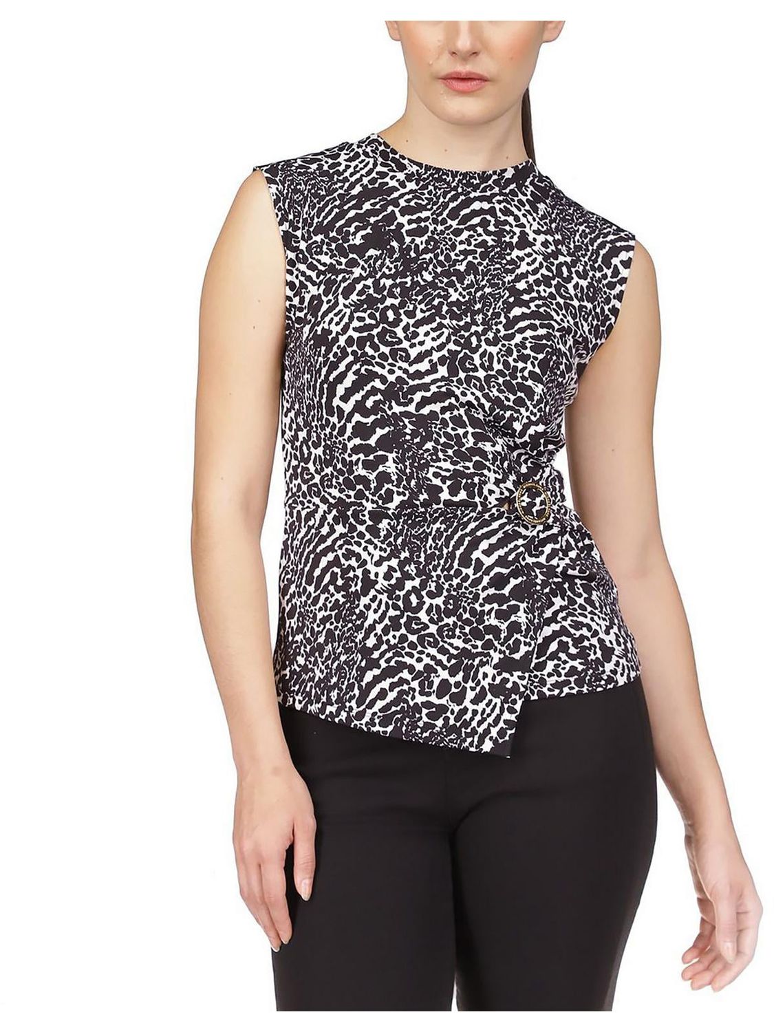 MICHAEL Michael Kors Womens Animal Print Gathered Shell