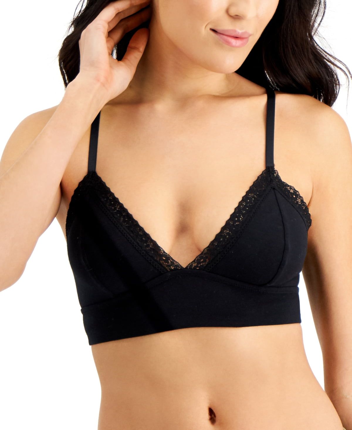 Jenni on Repeat Wide Lace Bralette, Created for Macys - Deep Black