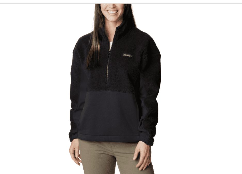 Columbia Women&#39;s Trek Hybrid Sherpa Half-Zip Fleece Jacket - Black, Chalk