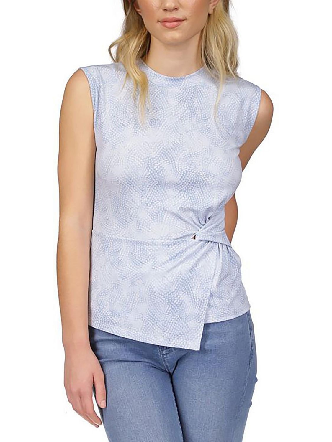 MICHAEL Michael Kors Womens Petites Twist Front Printed Blouse