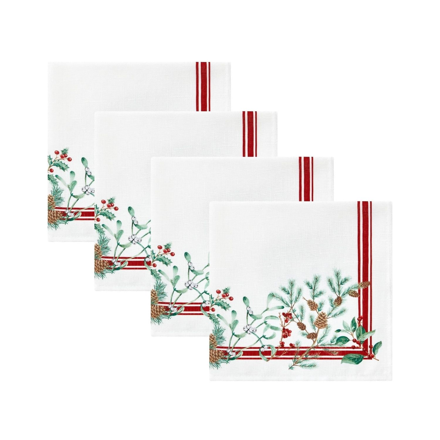 Elrene Winter Holiday Berry Fabric Napkin Set of 4