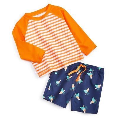 First Impressions Baby Boys 2-Pc. Toucan Stripe Swim Shirt &amp; Shorts Set, -