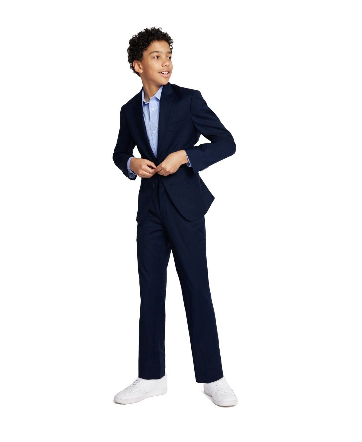 Tommy Hilfiger Big Boys Modern-Fit Stretch Sharkskin Suit Jacket - Navy