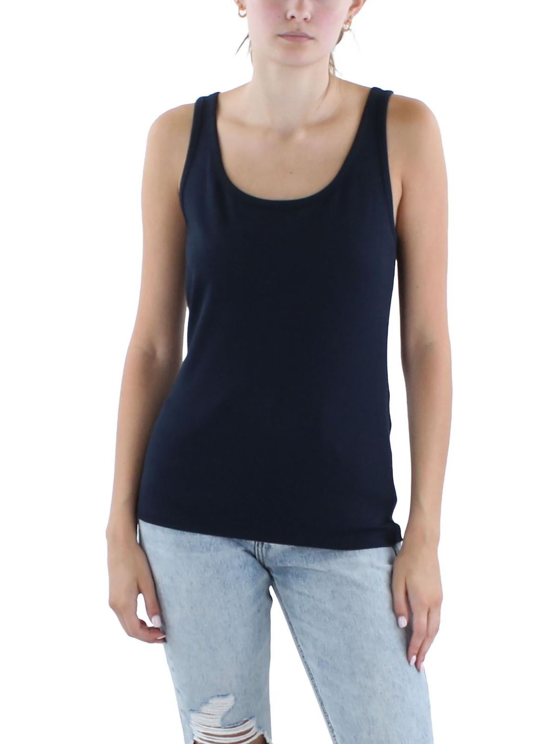 LAUREN Ralph Lauren Cotton-Blend Tank Top (Lauren Navy) Women&#39;s Sleeveless