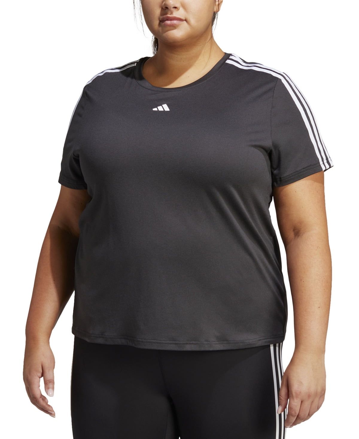 Adidas Plus Size Aeroready Train Essentials 3-Stripes T-Shirt - Black/white