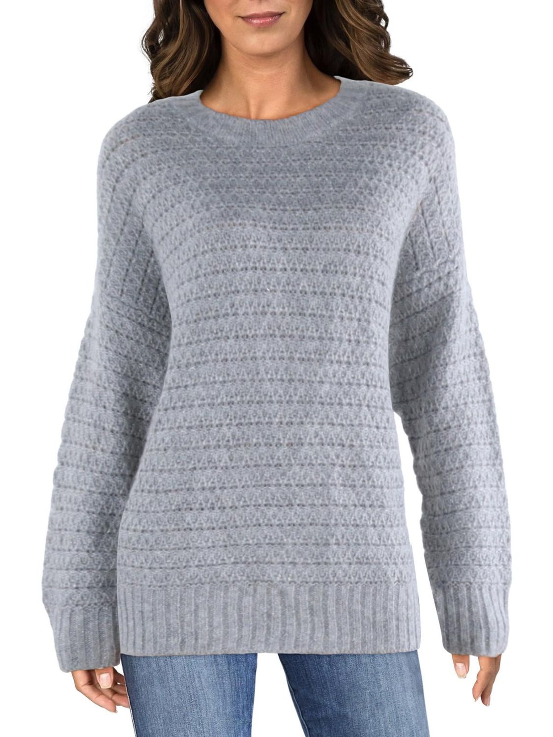 Calvin Klein Womens Pintelle Metallic Crewneck Sweater