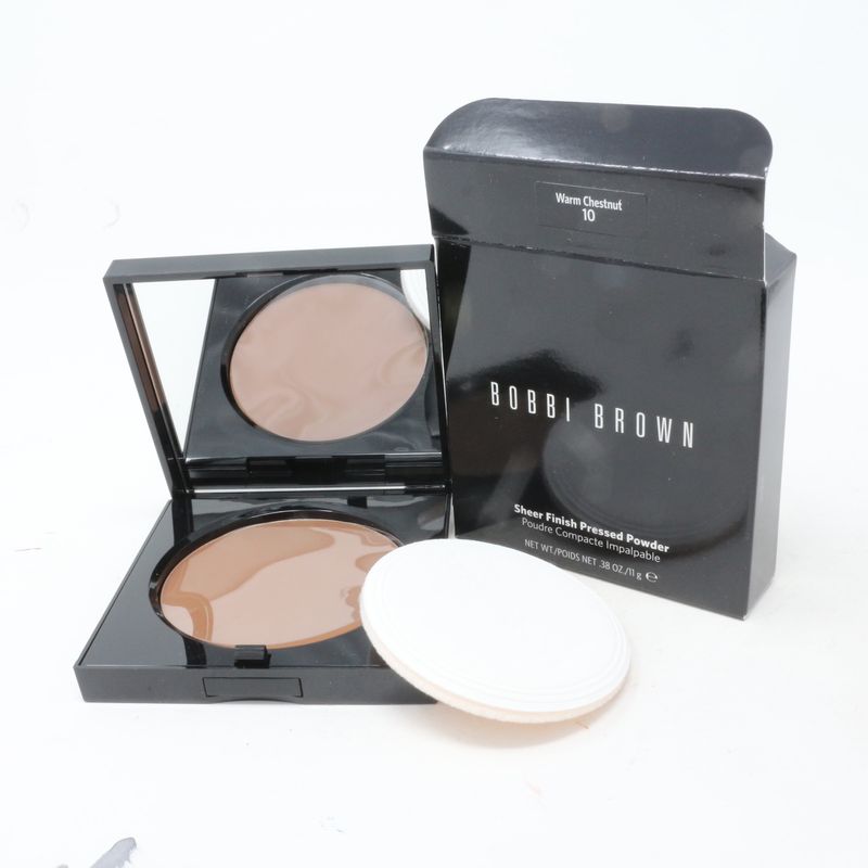 Bobbi Brown Sheer Finish Pressed Powder 10 Warm Chestnut 0.38oz/11g New with Box