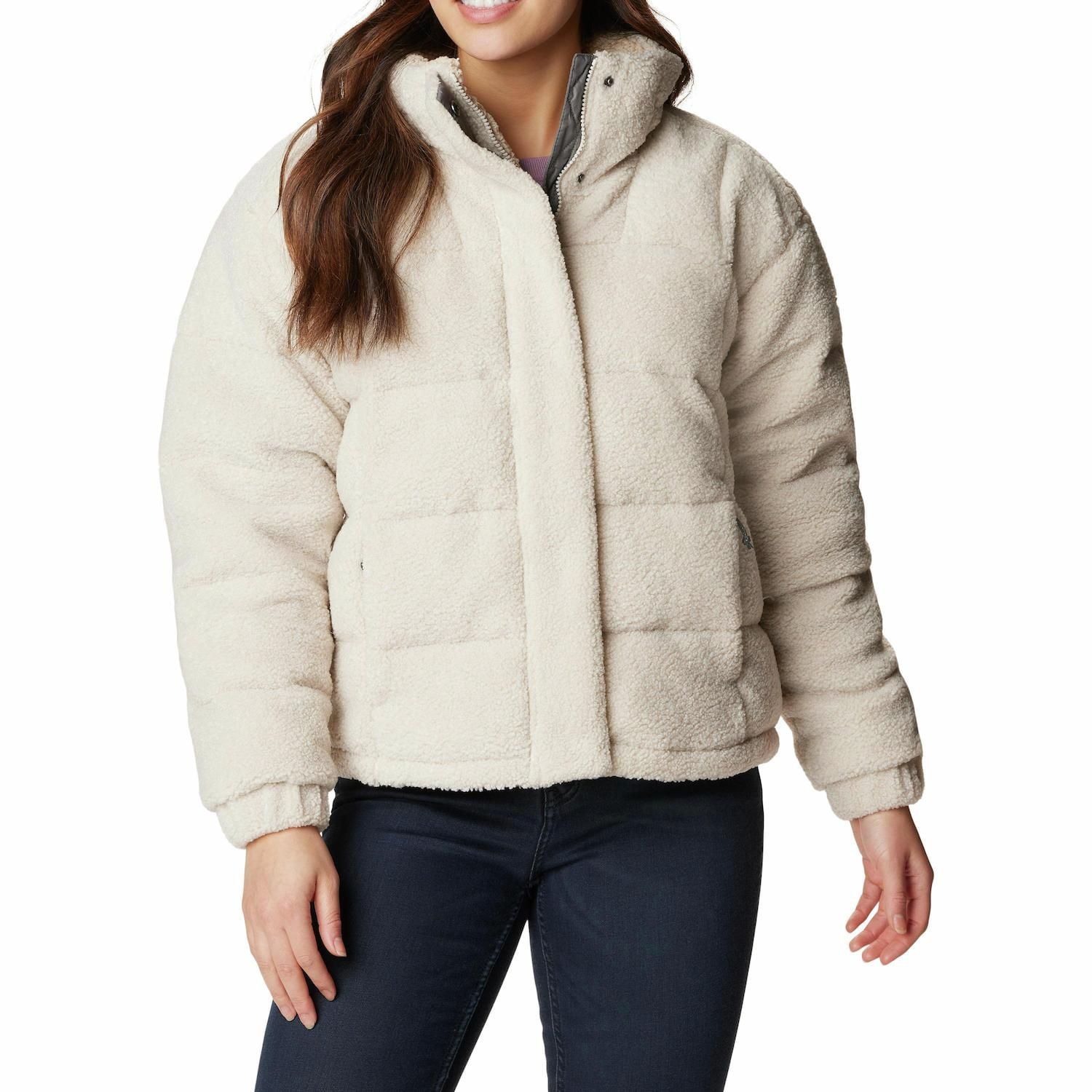Women&#39;s Columbia Ruby Falls Novelty Puffer Jacket Color: Dark Stone Doodle Size: LARGE