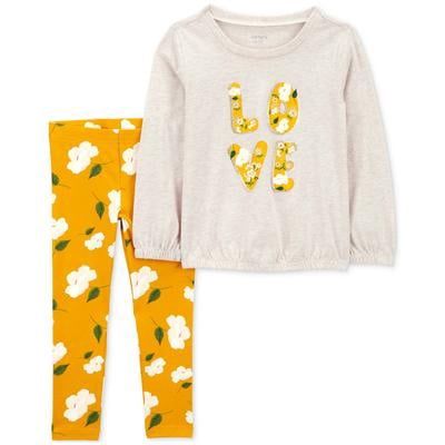 Carter&#39;s Toddler Girls 2-Pc. Love Printed Long-Sleeve Top &amp; Floral-Print Pants