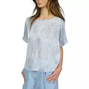 Michael Kors Womens Petal-Print Pullover Blouse, Blue, Plus Size, 3X