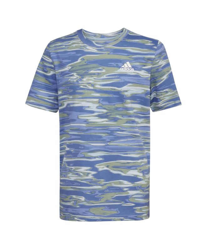 Adidas Big Boys Short Sleeve Liquid Camo Printed T-shirt - Crew Blue