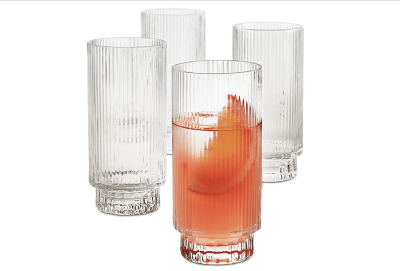 Hotel Collection Fluted Highball Glasses, Set of 4,  Clear