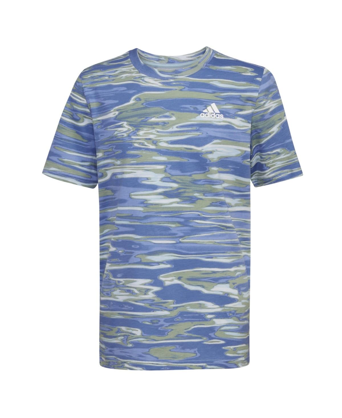 Adidas Big Boys Short Sleeve Liquid Camo Printed T-shirt - Crew Blue