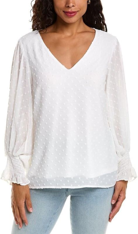Vince Camuto Women&#39;s V Neck Blouse White Size XS