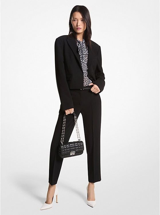 Michael Kors Women&#39;s Slim Straight Leg Cropped Pants, Black 16