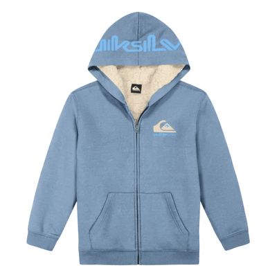 Quiksilver Youth Zip Front Sherpa Lined Fleece Hoodie - Blue - X-Small (5/6)