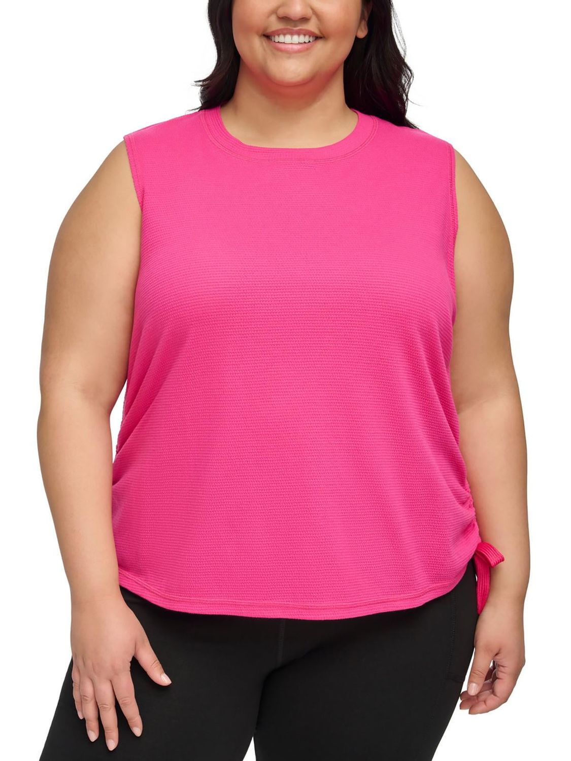 Calvin Klein Performance Womens Plus Shirred Cotton Pullover Top