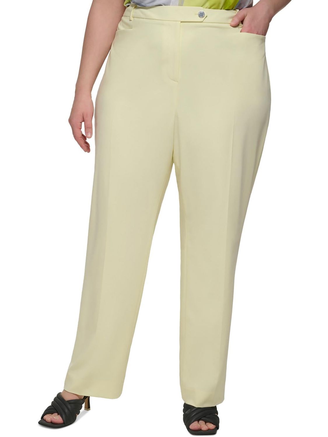 Calvin Klein Womens Plus Modern Dress Straight Leg Pants