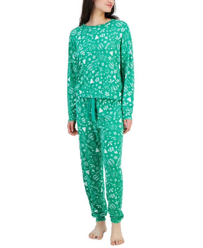Jenni Womens 2-Pc. Long-Sleeve Heat Doodle Holiday XS