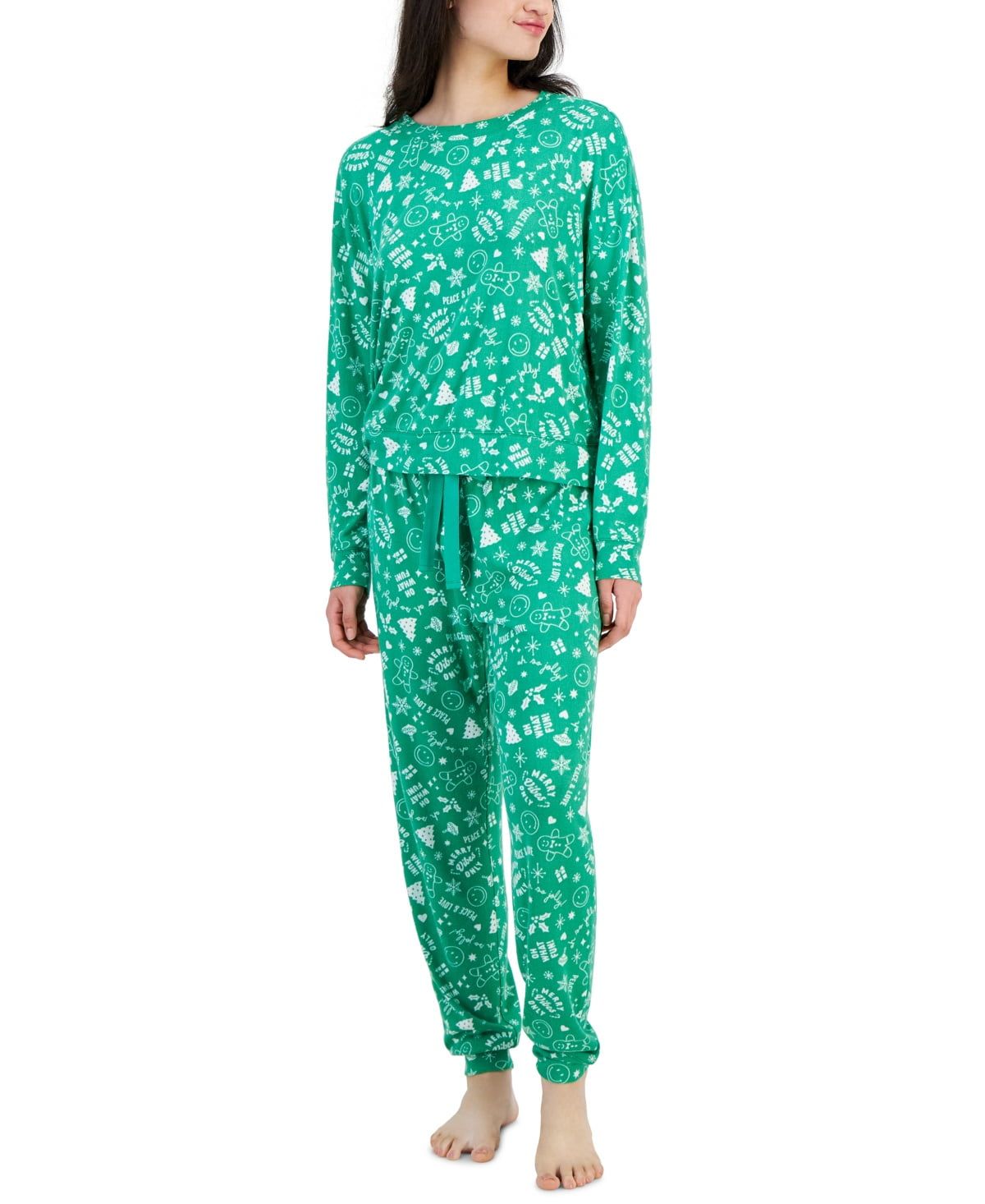 Jenni Womens 2-Pc. Long-Sleeve Heat Doodle Holiday XS