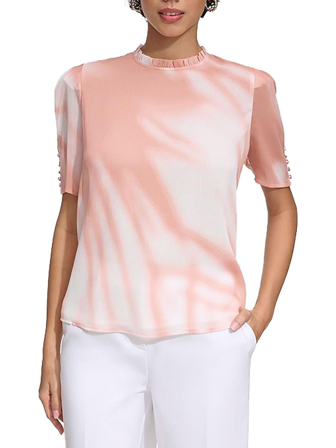 Calvin Klein Womens Chiffon Pleated Blouse.