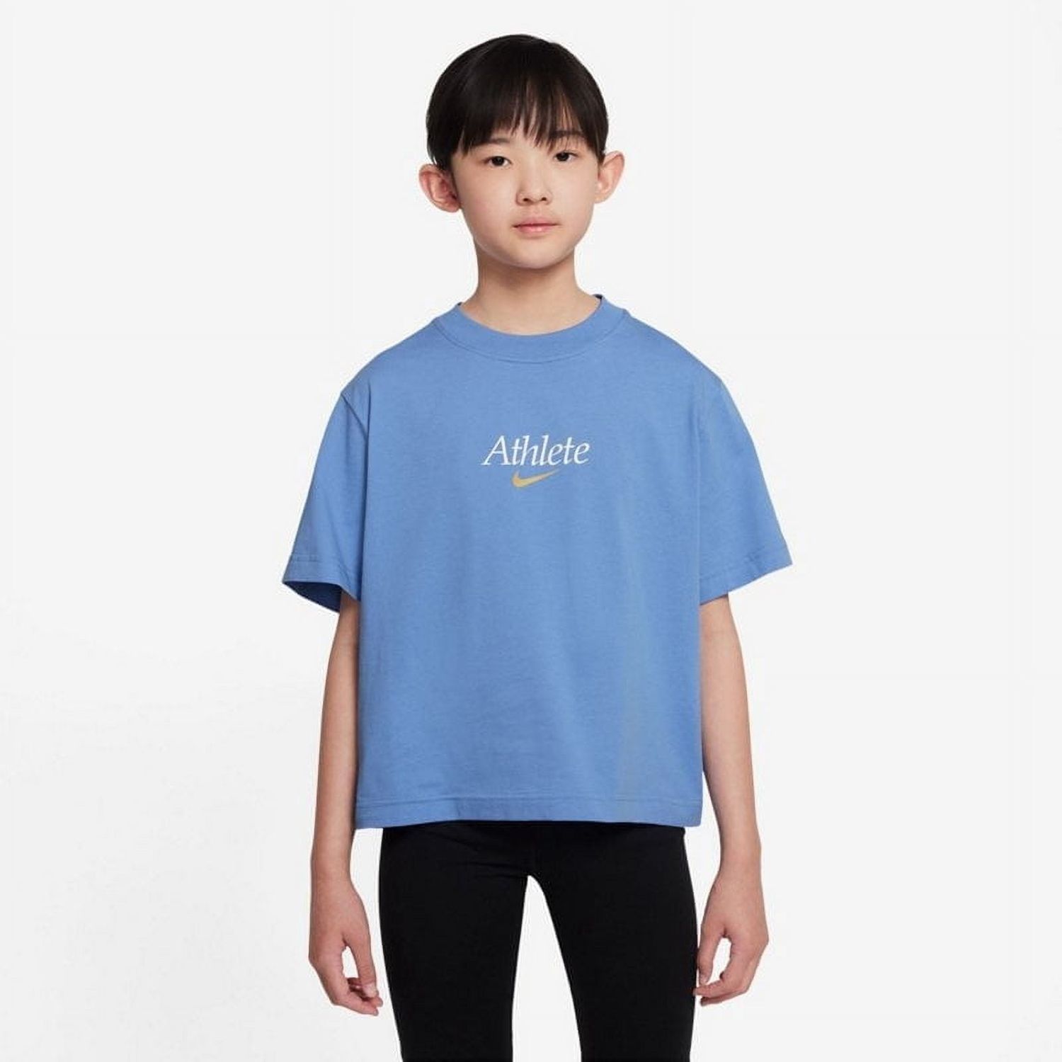 Nike Girls&#39; NSW Athlete Boxy T-Shirt Polar, Large - Girl&#39;s Athletic Tops at