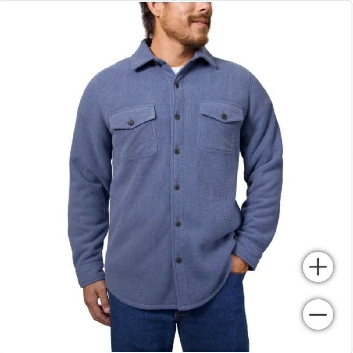 Freedom Foundry Men&#39;s Fleece Heavyweight Jackets Super Plush Sherpa Lined Jacket Shirt (Blue, Medium)