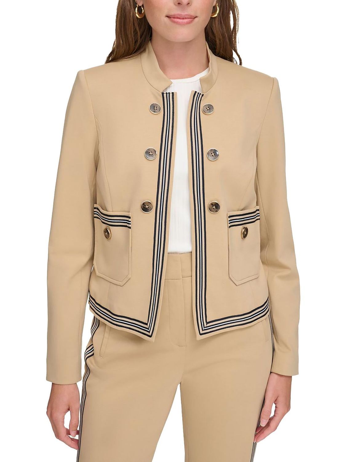 Tommy Hilfiger Womens Cotton Blend Contrast Trim Soft Shell Jacket