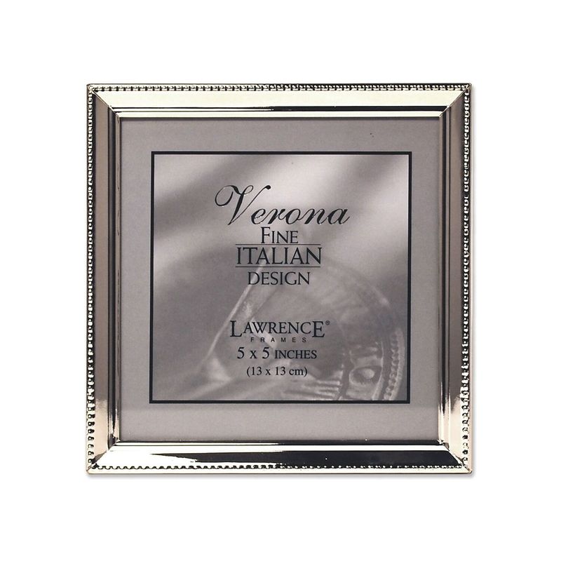 11655  Polished Silver Plate 5x5 Picture Frame - Bead Border Design