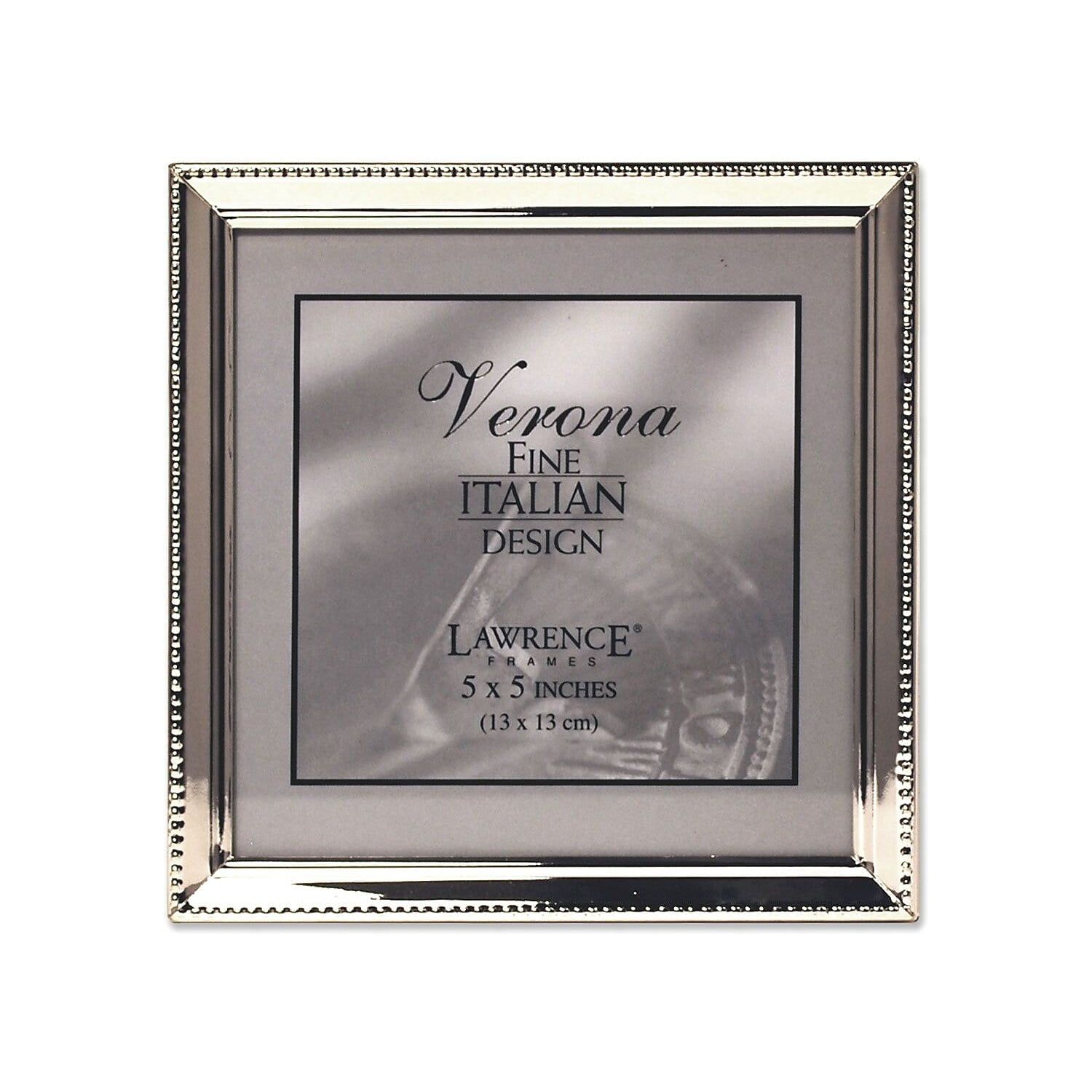 11655  Polished Silver Plate 5x5 Picture Frame - Bead Border Design